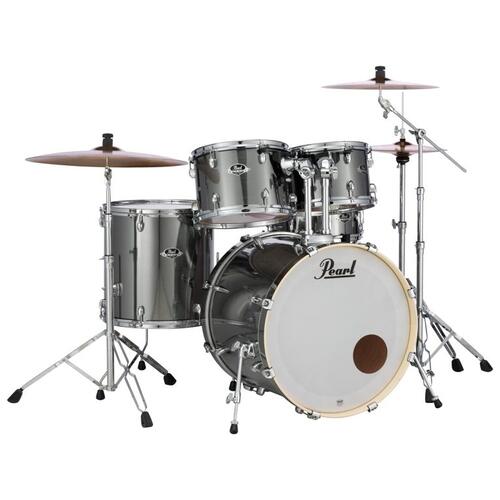 Pearl EXX Export Fusion Drum Kit with Sabian Cymbals in Smokey Chrome 10,12,14,20,14 snare and hardware